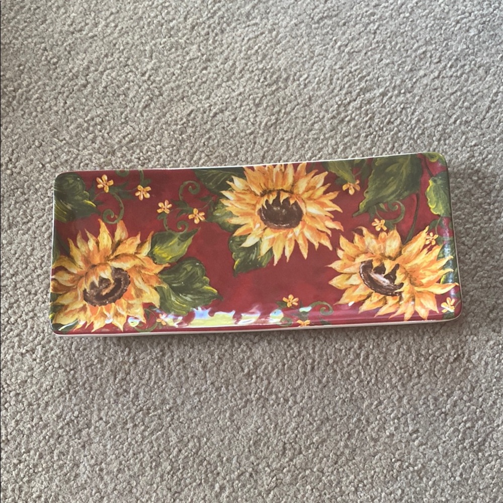 COPY - Certified International Sunflower Rectangular Platter - Red and Yellow